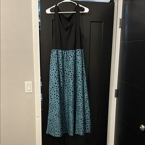 Black and Teal Polka Dot Dress